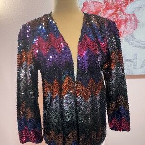 Vintage Sequin Zigzag Pattern Jacket